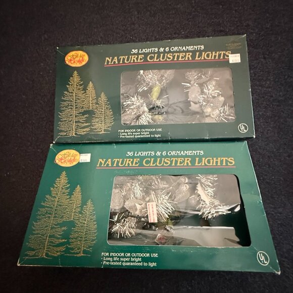 Set 2 Vtg Nature Clusters White Glitter Plastic Pinecone Christmas Light String - Picture 13 of 13